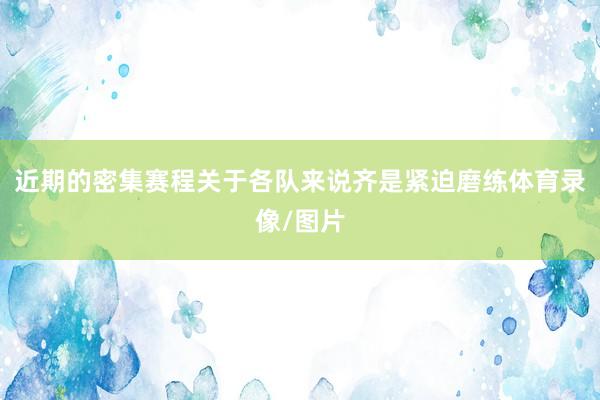 近期的密集赛程关于各队来说齐是紧迫磨练体育录像/图片