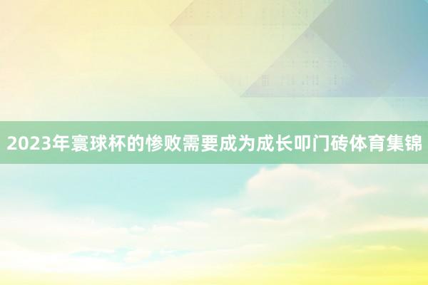 2023年寰球杯的惨败需要成为成长叩门砖体育集锦