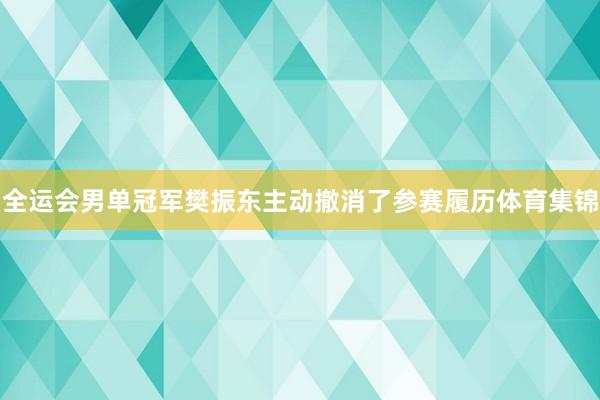 全运会男单冠军樊振东主动撤消了参赛履历体育集锦